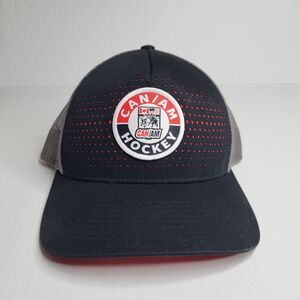 Can/Am Hockey Patch Snapback Cap Richardson Style 163 Hat Black Red Gray Mesh